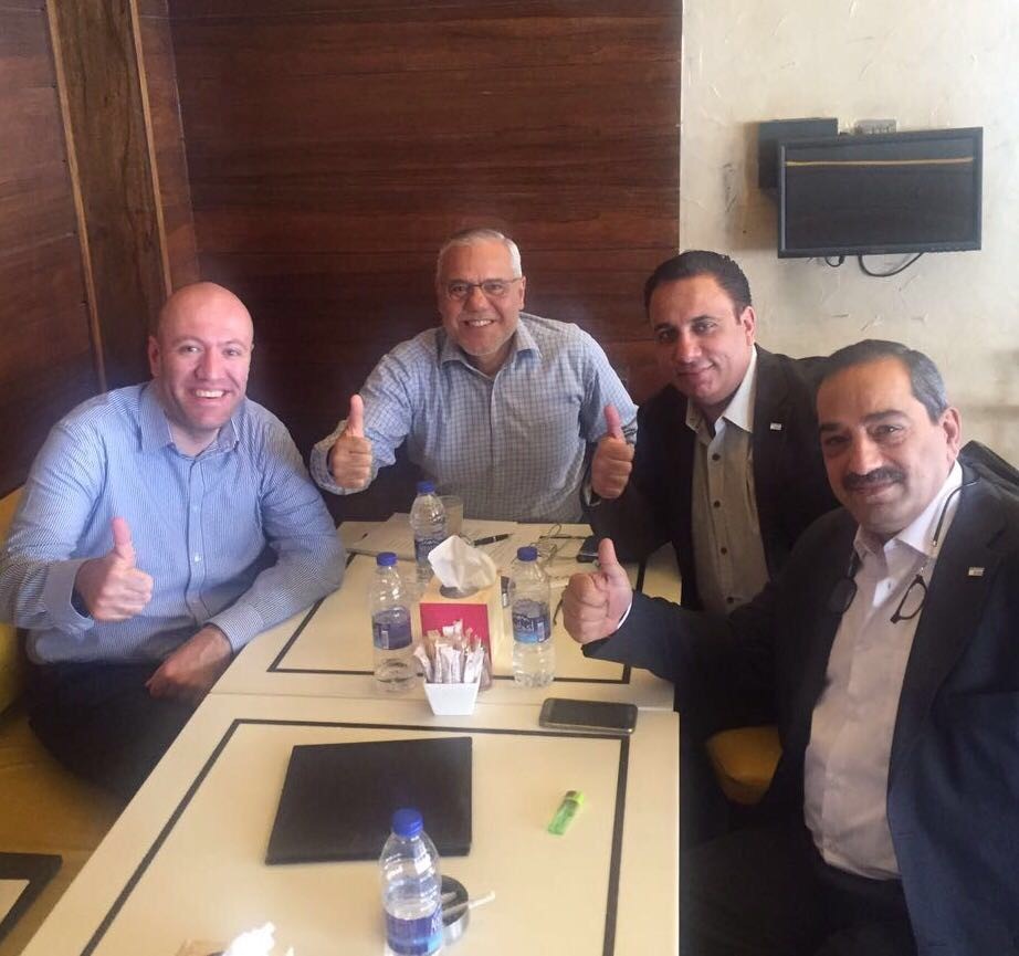  Jordan Chapter Leaders. From left to right, Abdallah Alomari, CFE, Hossam El-Shaffei, CFE, Hazem Shahin, CFE, and Adel Ayyoub 