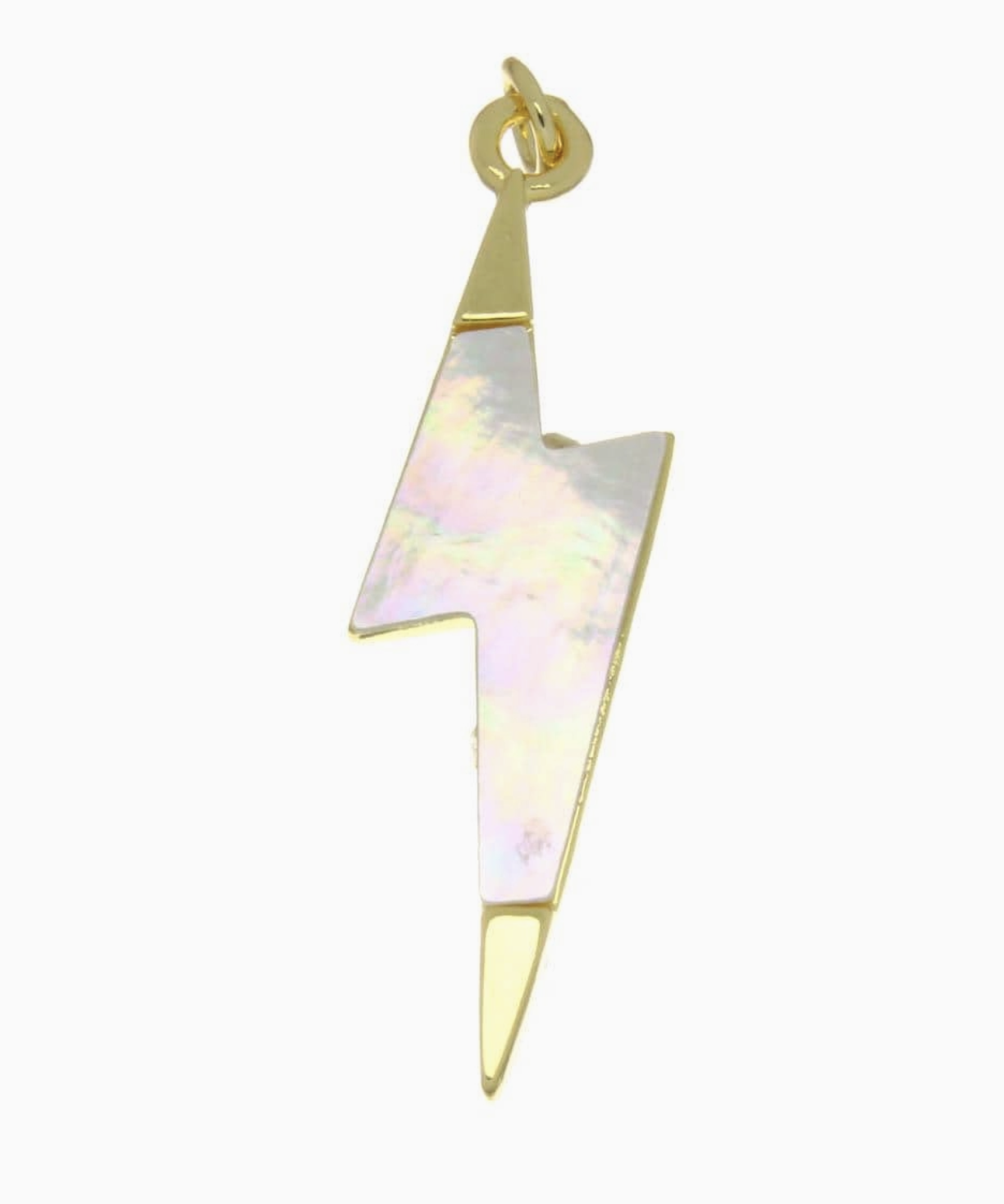 Mother of Pearl Gold Lightning Bolt Charm