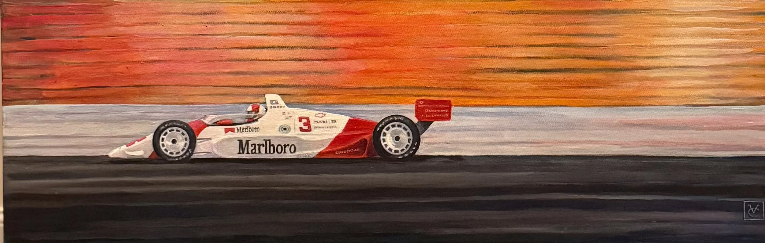 Four-Time Winners series - Rick Mears- 12”x34” acrylic on canvas 