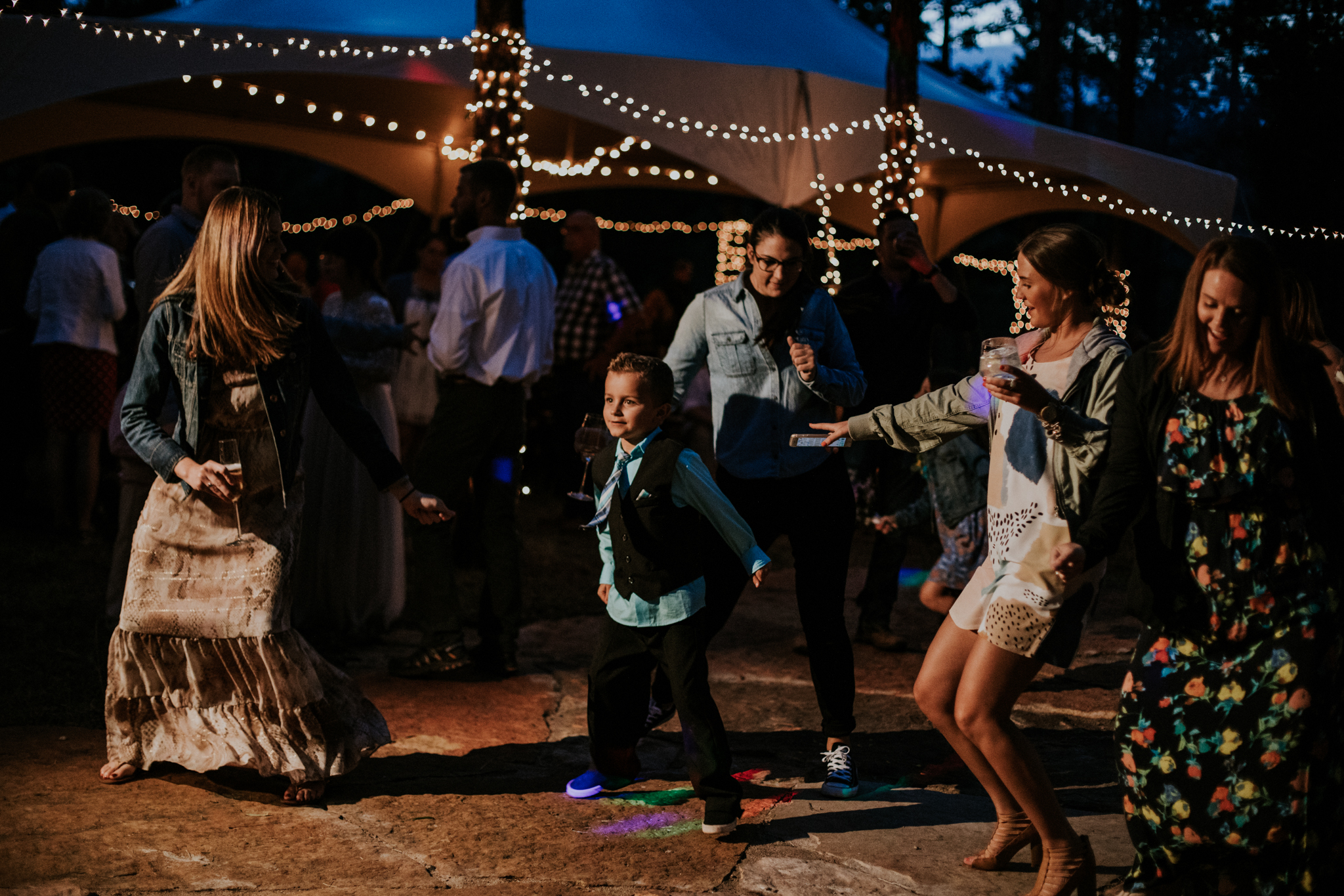 Taos New Mexico Elopement Photographer - tented backyard reception - dancing