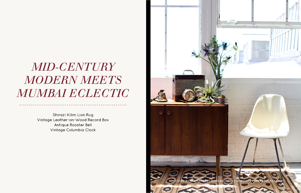Mid-Century Modern Sideboard and Vintage Eames Chair for Project Bly's Mumbai Lookbook