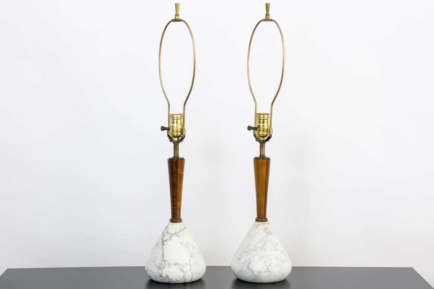 Pair of Vintage Mid-Century Marble Table Lamps