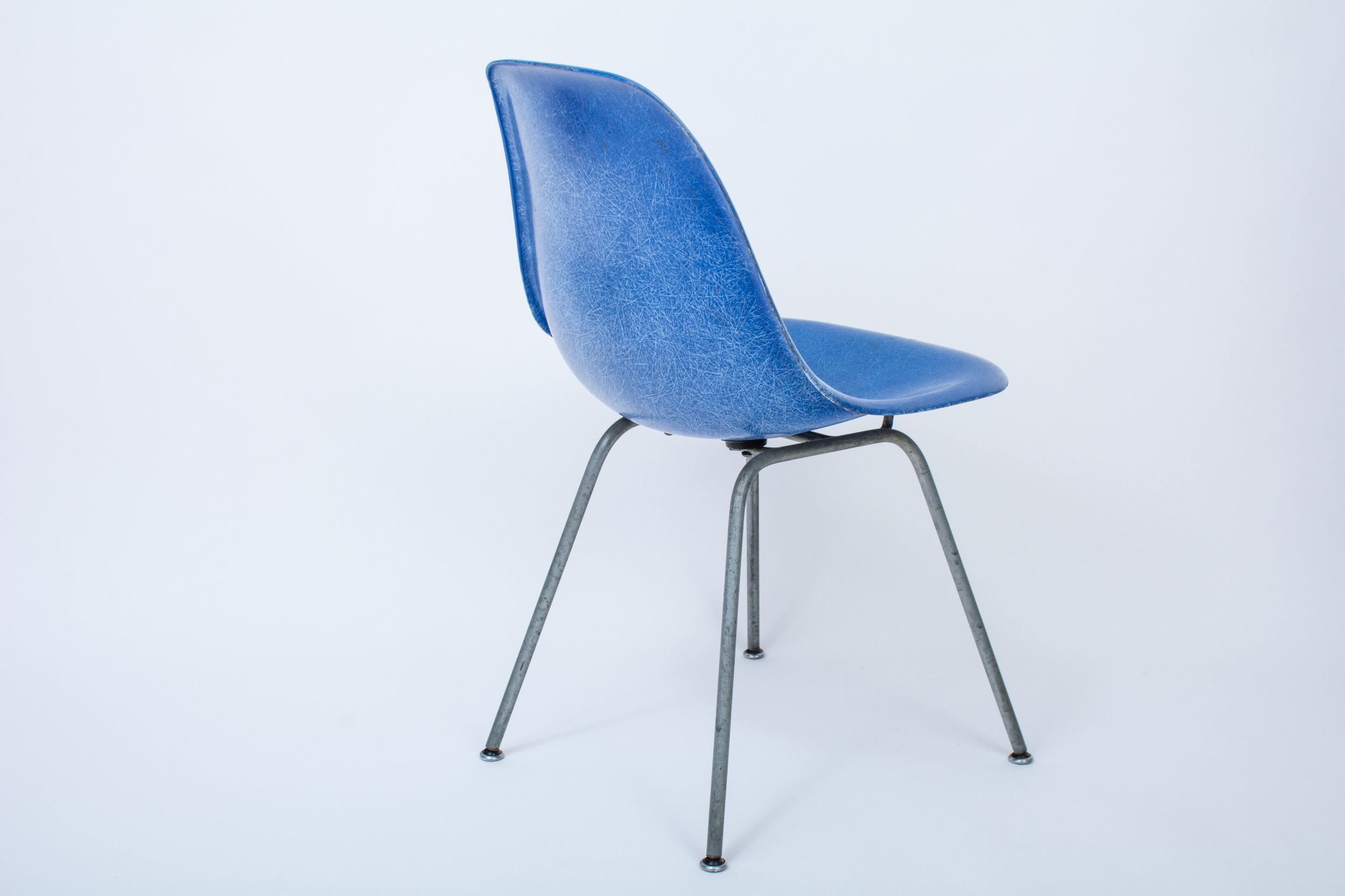 Vintage Herman Miller Molded Fiberglass Side Chair Blue Mid-Century Modern Finds