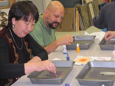 Ebru Painting with Nuri from Kyrgyzstan!