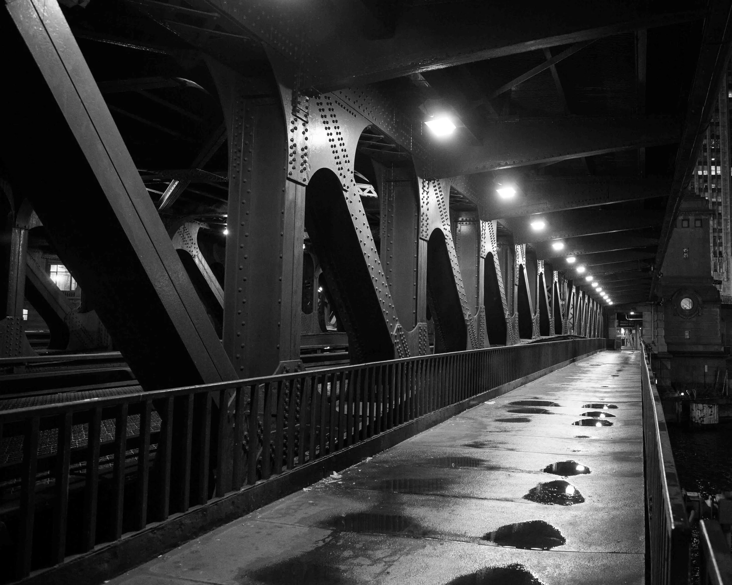 Walking underneath the famed Michigan Ave. known for its expensive shops and what not. 