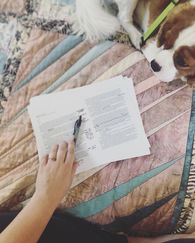 Drafting! 💌 Edits for the first section of my new book 📎 It&rsquo;s the first section I&rsquo;m writing but the second-to-last to appear in the manuscript ✂️ Playing with time and perspective in a whole new way, and it&rsquo;s making me work a litt