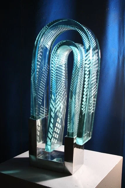 Linear Form Series LF 1/3/07 - slumped and sandblasted glass by John Gilbert Luebtow