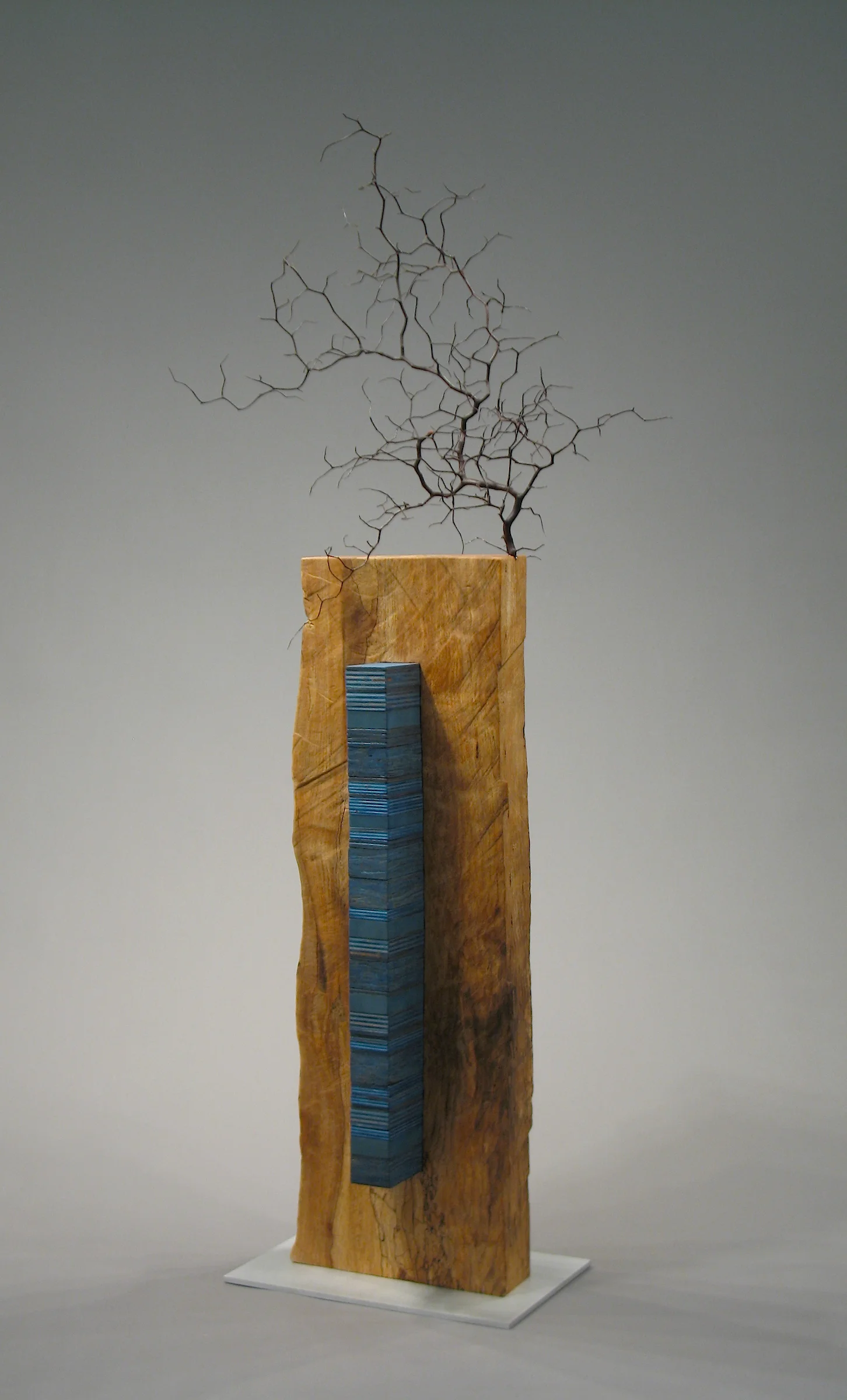 Ikebana Black and Blue wood, aluminum SOLD