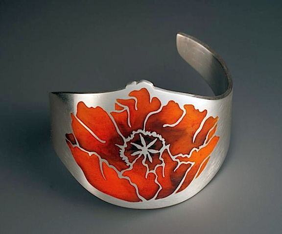 Poppy Cuff Bracelet sterling silver with resin inlay