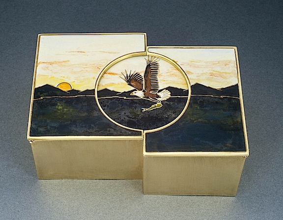 Eagle Treasure Box - brass with resin inlay