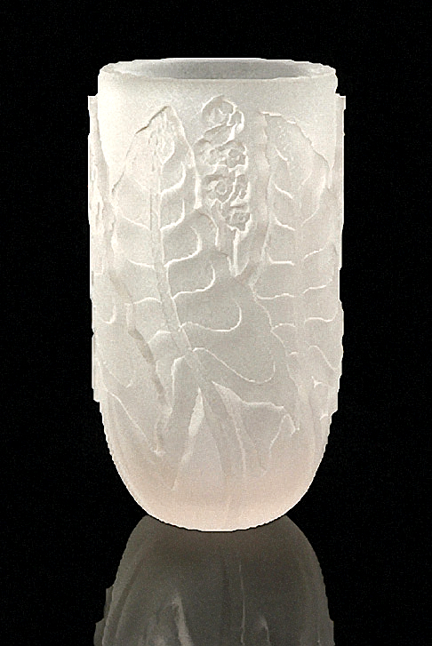 Arum Leaf Vase - carved glass