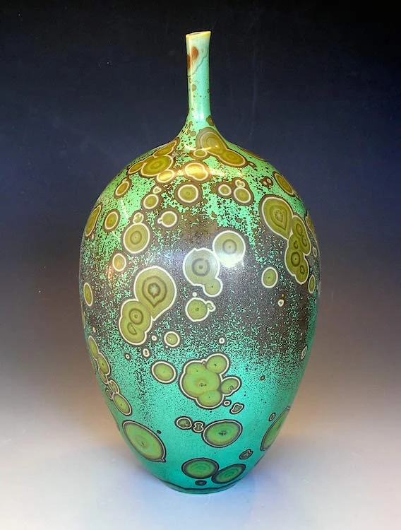 Tall Crystalline Glazed Bottle