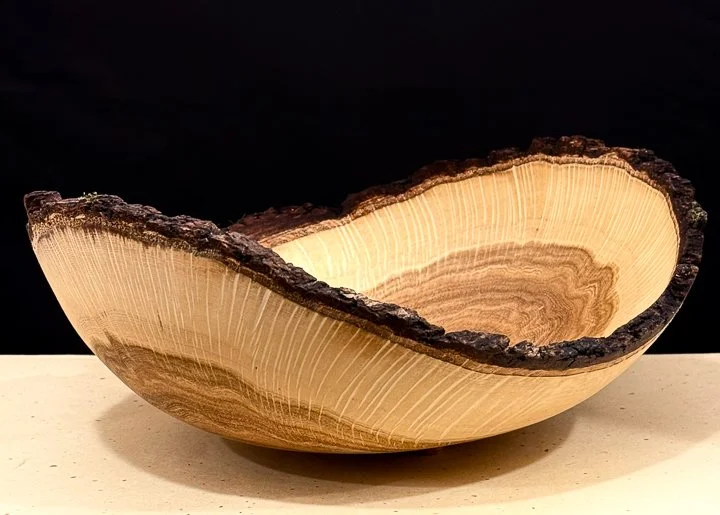 Garry Oak Bowl with Carved Base by Don Wodjenski