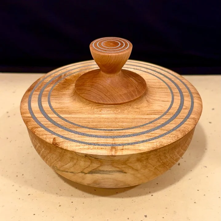 Maple Bottle with Aluminum Inlay by Don Wodjenski