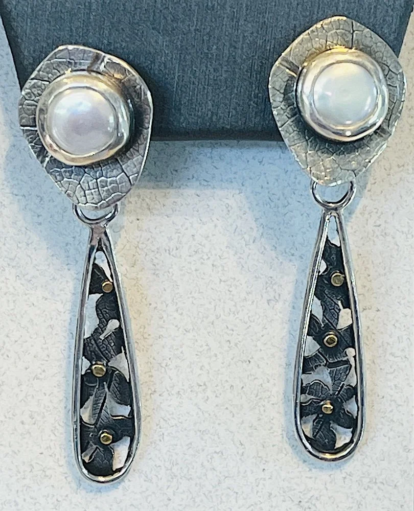 Pearl Post Earrings with Removable Drops by Gayle Minjarez
