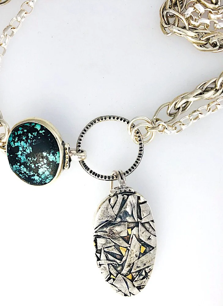 Sterling Silver Choker with Turquoise and Removable Drop by Gayle Minjarez