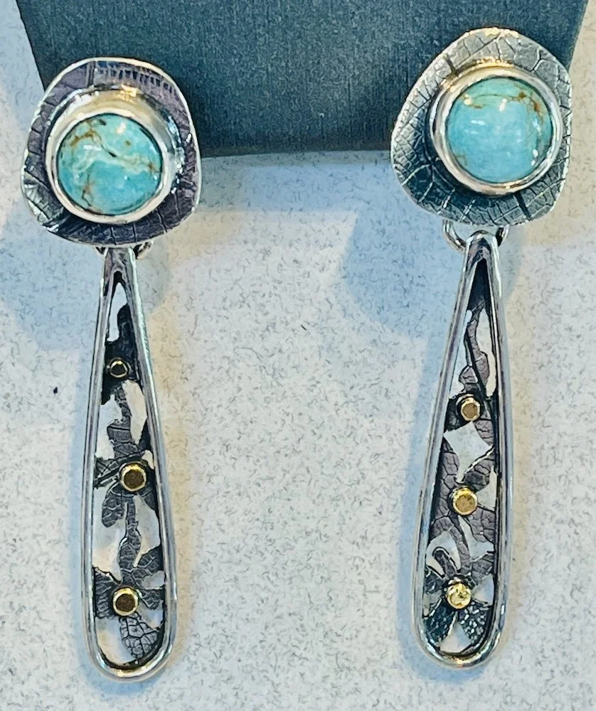 Turquoise Post Earrings with Removable Drops by Gayle Minjarez