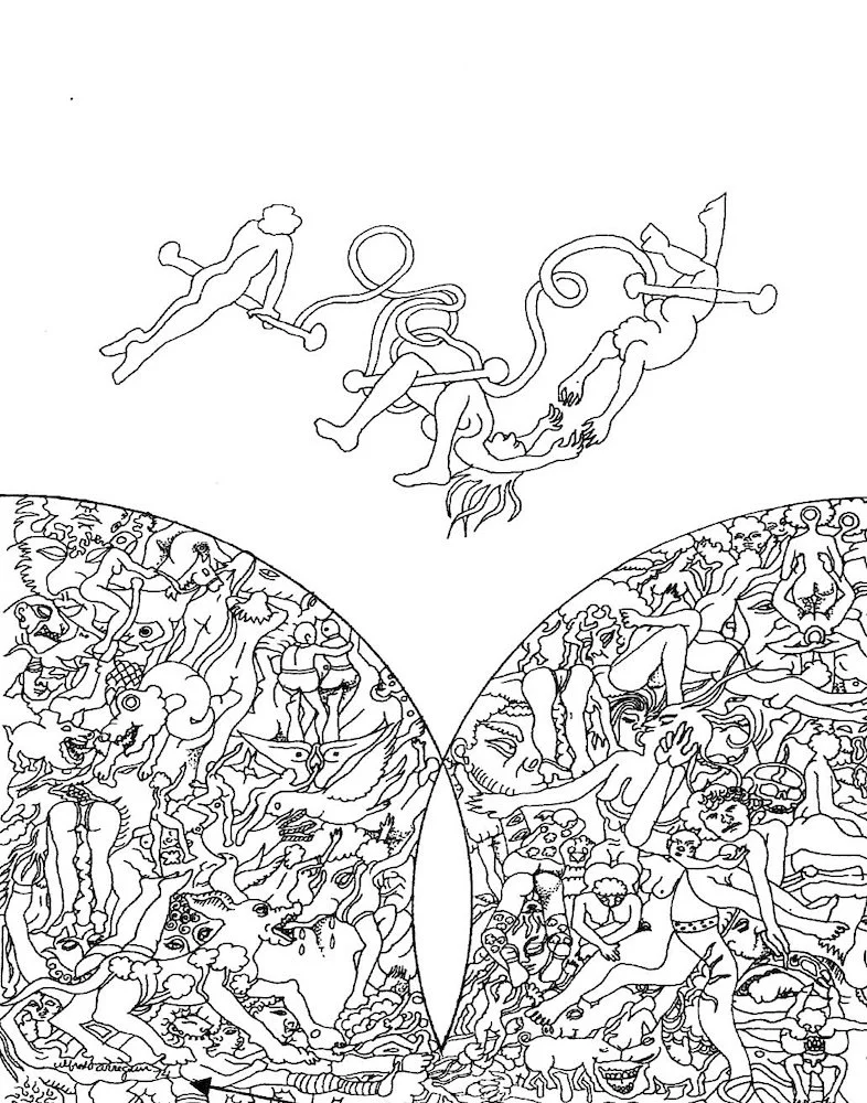 Untitled - pen and ink drawing by Alfredo Arreguín  1974