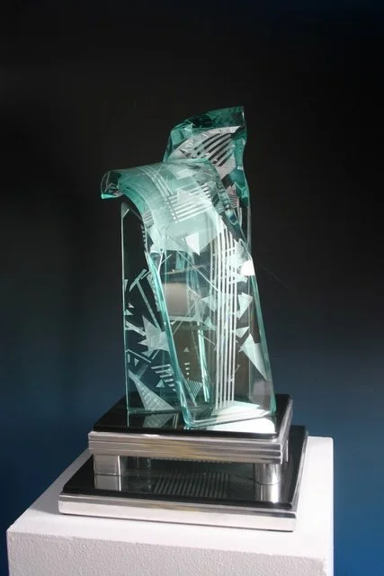 Linear Form Series LF1/6/16 - slumped and sandblasted glass by John Gilbert Luebtow