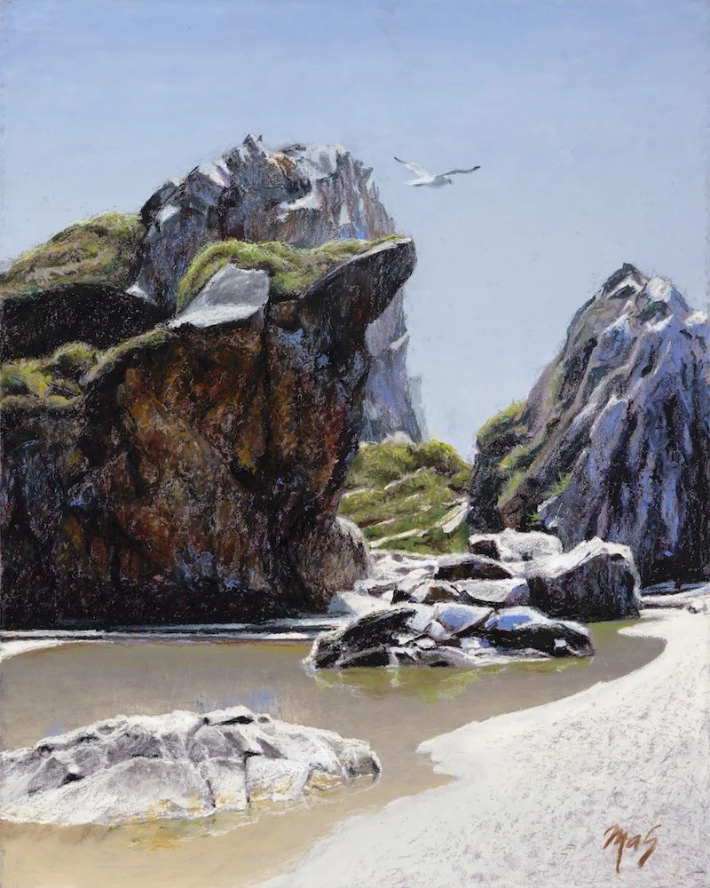 Tide Pool - oil pastel on board by Mark Skullerud