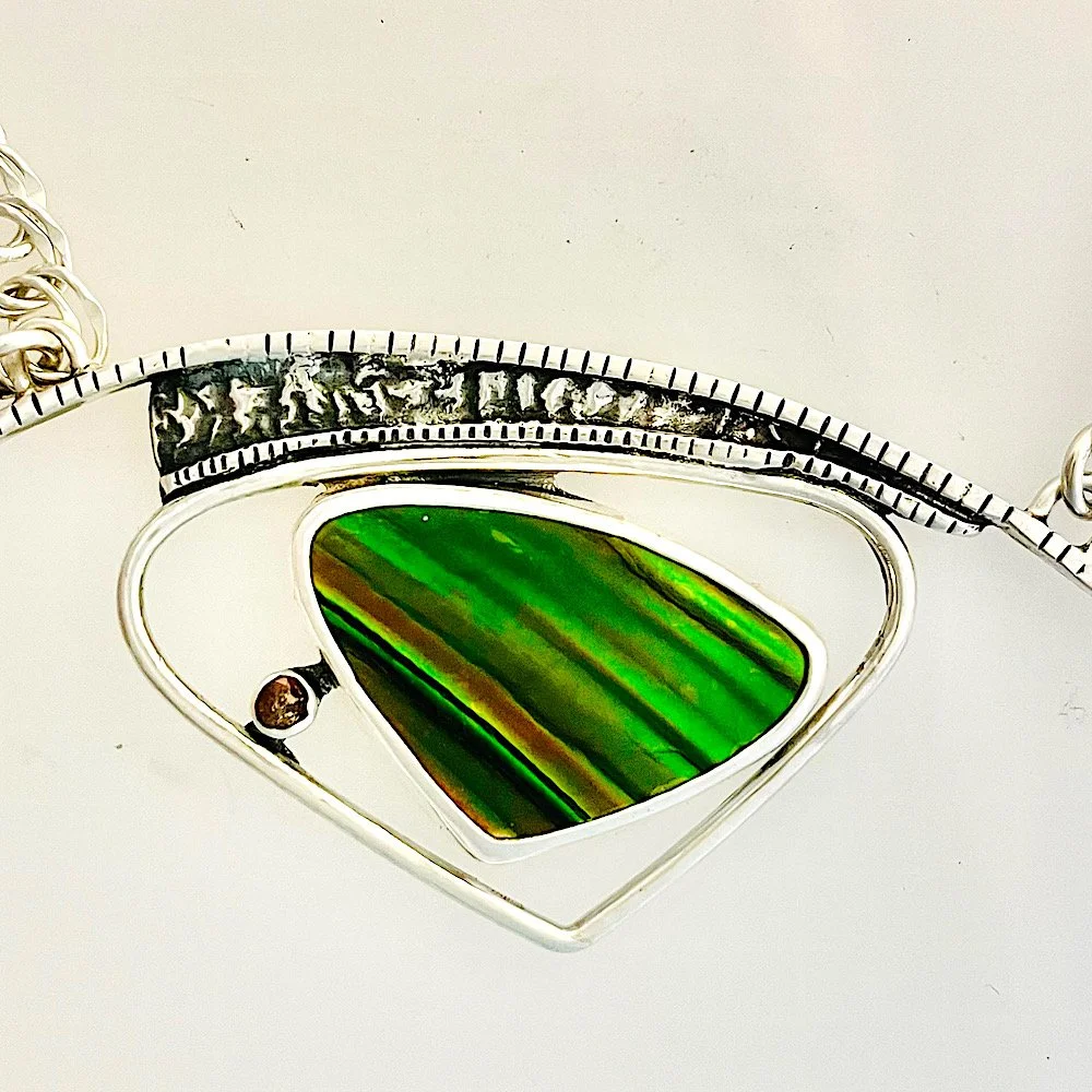 Ammonite and Sapphire Necklace by Gayle Minjarez