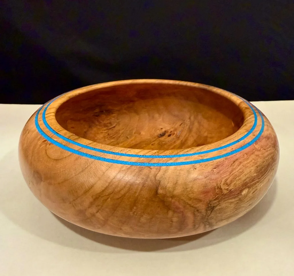 Apricot Bowl with Turquoise Inlay by Don Wodjenski