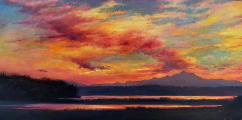 Mt. Baker Sunrise - oil on panel by Kathrine Leigh Holley