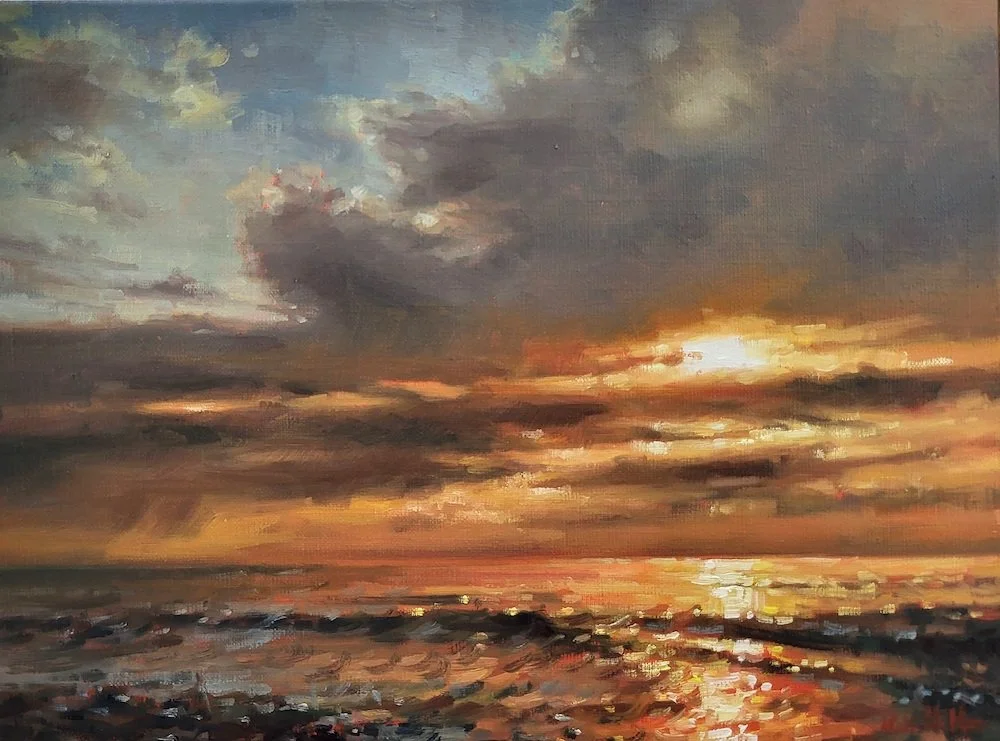 Salish Sunset - oil on canvas by Kathrine Leigh Holley