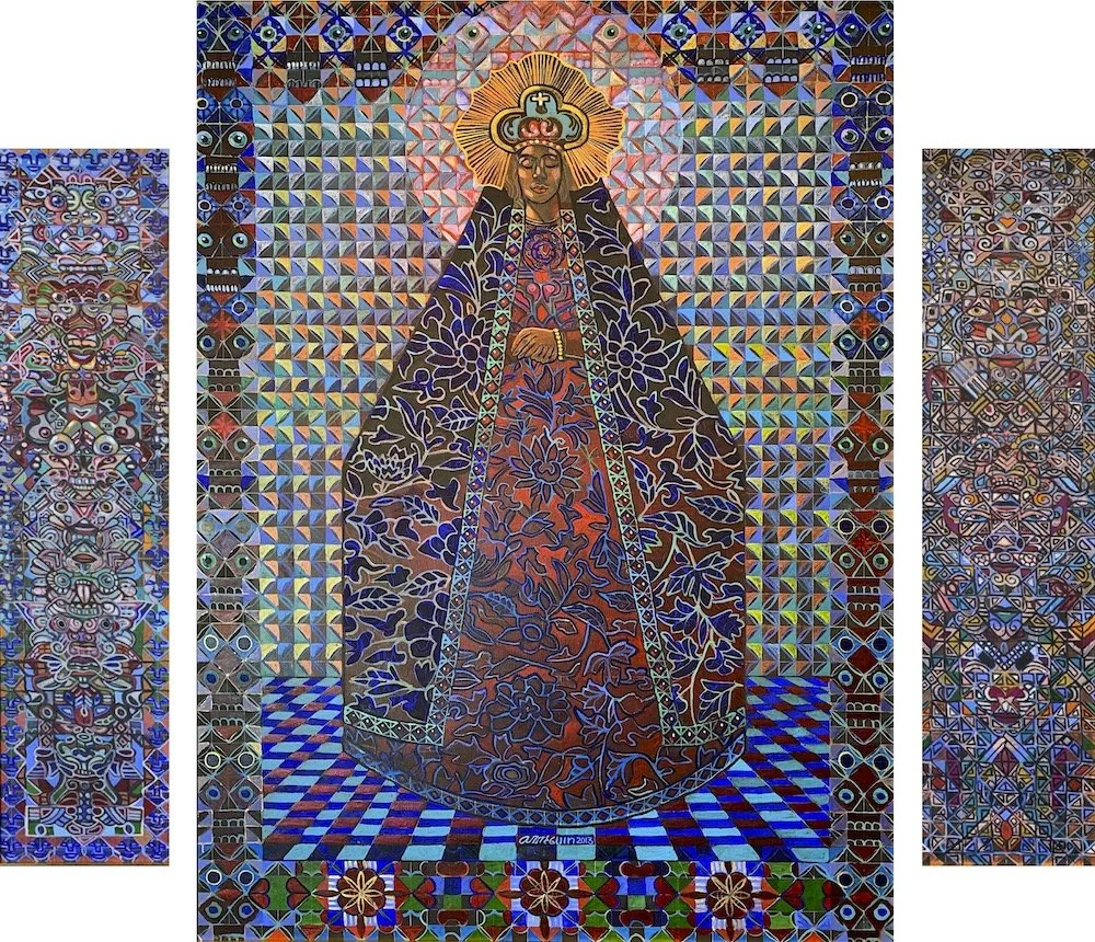 Pachamama  - (Mother Earth) - oil on canvas triptych by Alfredo Arreguín  2013