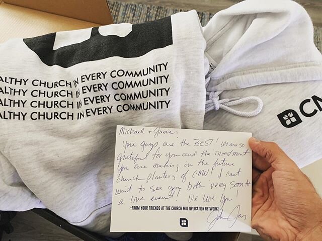 What a great surprise to receive these sweatshirts from the Church Multiplication Network. @jaimejanetis and I have had the incredible honor to pass on some of what we have learned in this church planting process to new church planters! What a blessi