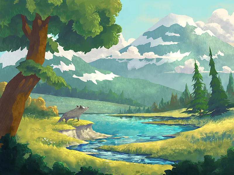 Digital 2013 Illustration for an interactive e-book project Shaggy Dog & Woolly Wolf