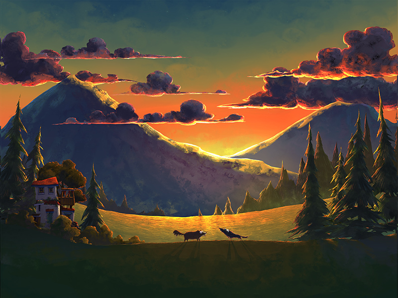 Digital 2013 Illustration for an interactive e-book project Shaggy Dog & Woolly Wolf