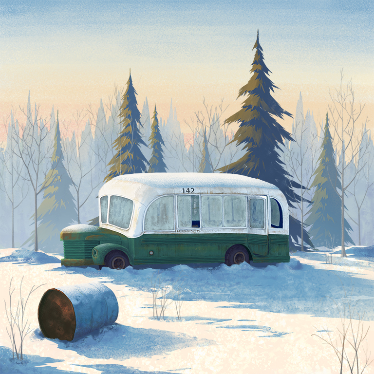 McCandless Bus Personal work. Got inspired by the movie Into the Wild ' ' Happiness only real when shared." - Chris McCandless 