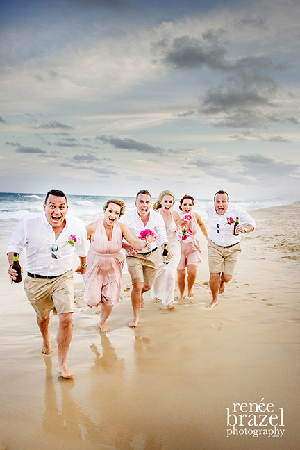 I am lucky to splash around in water for my job occasionally. Well, I was saturated after this shoot at Sunshine Beach in QLD. Fab couple and bridal party who weren't scared of getting wet, or having alot of fun!