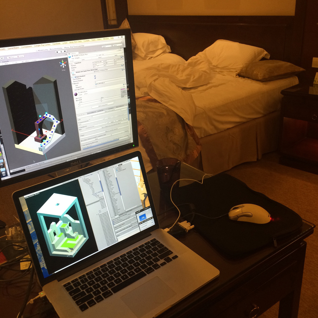  Doing an art pass on The Oubliette from a hotel room in Shanghai with a borrowed monitor 