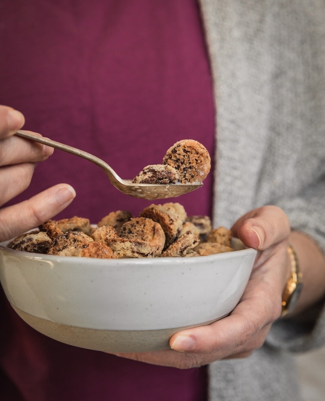 Apparently it&rsquo;s #NationalCerealDay, so had to share another shot of this Cookie Crisp glow up that I made from staled chocolate chip cookies. Does anyone get that chill, nostalgic vibe thinking about biting into a giant bowl of Frosted Flakes w