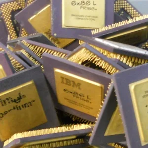 Photo of scrap electronic ceramics and CPU chips sent to Specialty Metals to be refined and recycled for their gold, platinum, silver and palladium.