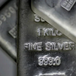 Photo of silver ingots, which Specialty Metals recycles from currency and silverware.