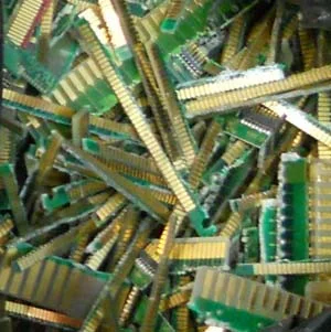 Gold-plated fingers, shown above, are just one type of electronic scrap that Specialty Metals recycles, along with contacts, pins and meltables, ceramics and CPU chips.