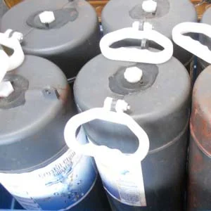 Photo of used silver recovery columns sent to Specialty Metals for the profitable extraction and recycling of the electrolytic silver flake residue they still contain.