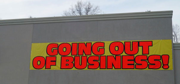 Shown: a going out of business sign, which could mean a profitable recycling opportunity for you - if you know which businesses are sitting on the most precious metals.