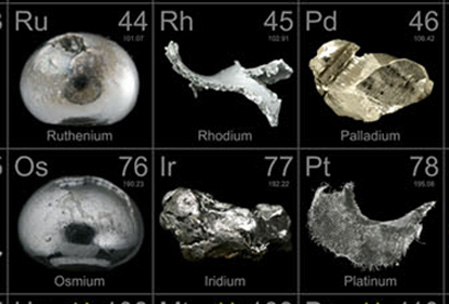 Platinum Group Metals from The Periodic Table of Elements Poster, available From Theodore Gray at http://periodictable.com/