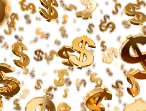 Photo of gold dollar signs that symbolizes how you can get big dollars from small quantities of gold scrap at Specialty Metals Smelters & Refiners.