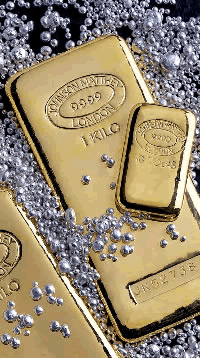 Photo of gold bars and ingots, which Specialty Metals refines and recycles from scrap sputtering targets, optical and eyeglass scrap, jewelry and more.