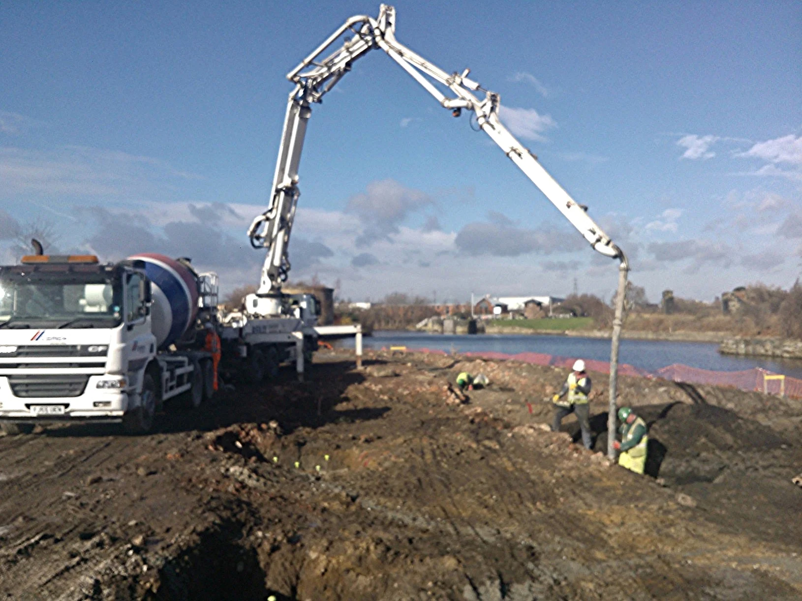 The piles are filled with reinforced concrete.