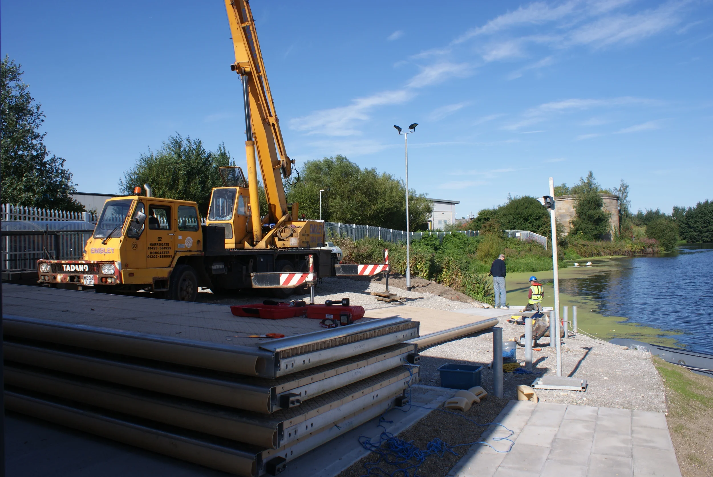  The Pontoon stacked in the Boat Yard awaiting installation. 