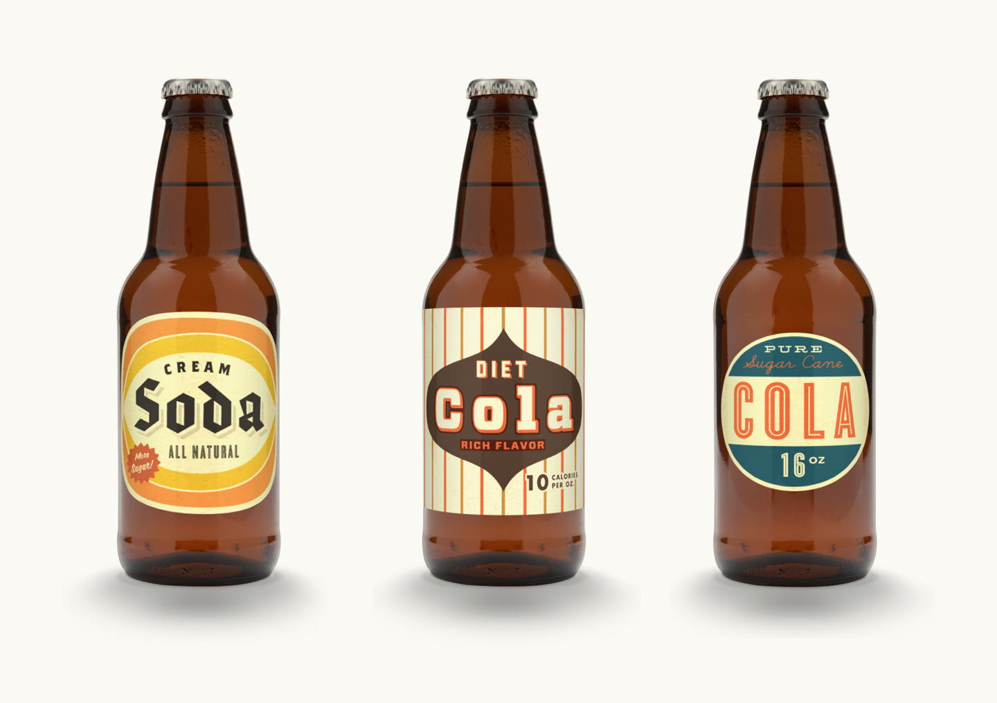 Vintage soda bottle labels