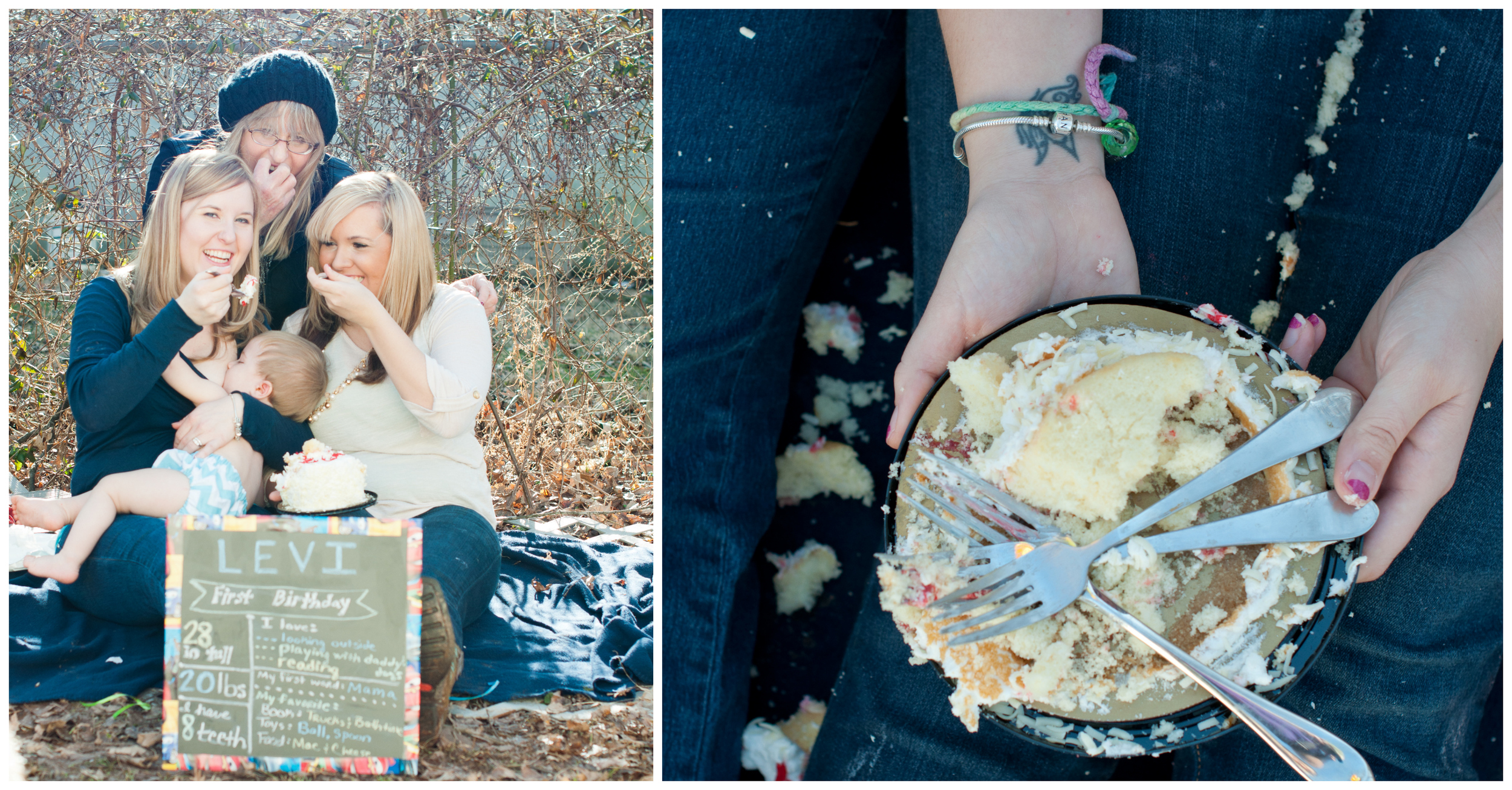 This is what happens when there is unwanted cake!! :) One of those forks was mine! How can you resist white chocolate raspberry cake!?