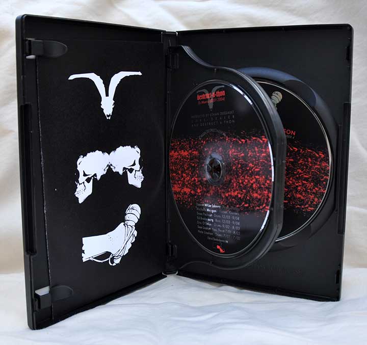 Workaholica 3 CD Box Set (Inside), Illustration and Design by Duncan, Destruct-a-thon Pigmy Goat Skull by Ed Bredenberg, Microphone Hand by Joe Alterio