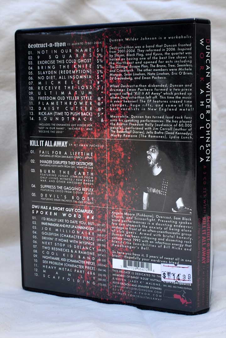 Workaholica 3 CD Box Set (Back), Illustration and Design by Duncan
